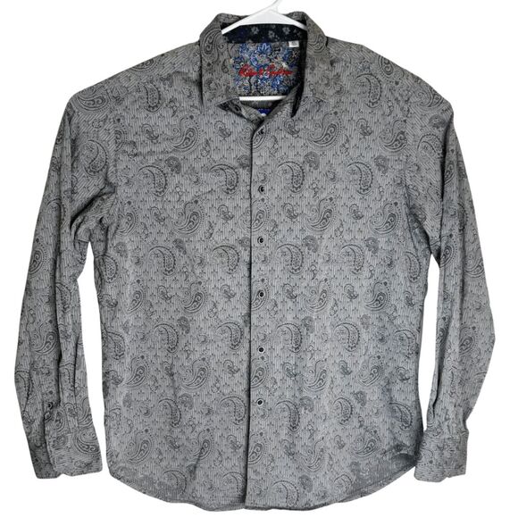 Robert Graham Men's Paisley Classic Fit Long Sleeve Button Up Shirt Gray Size XL - Picture 1 of 12